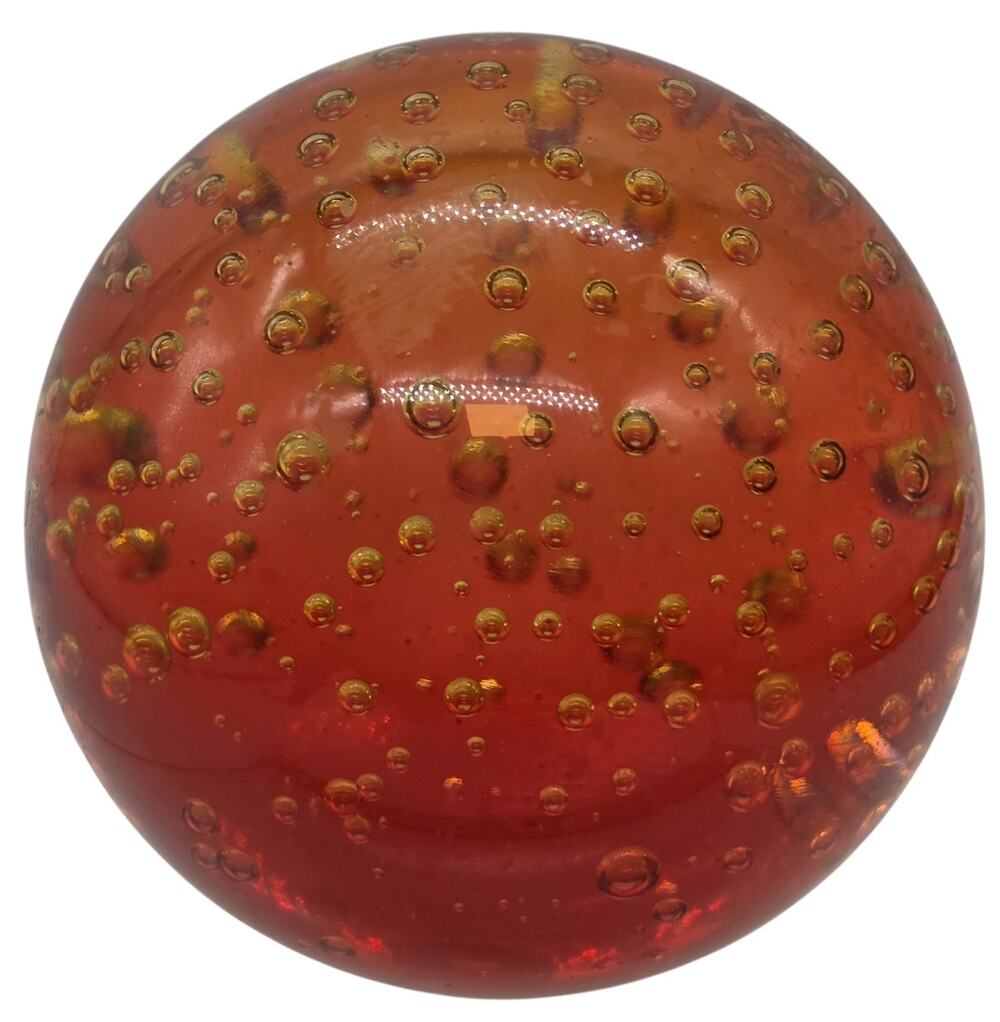 RED/ORANGE LARGE ART GLASS PAPERWEIGHT